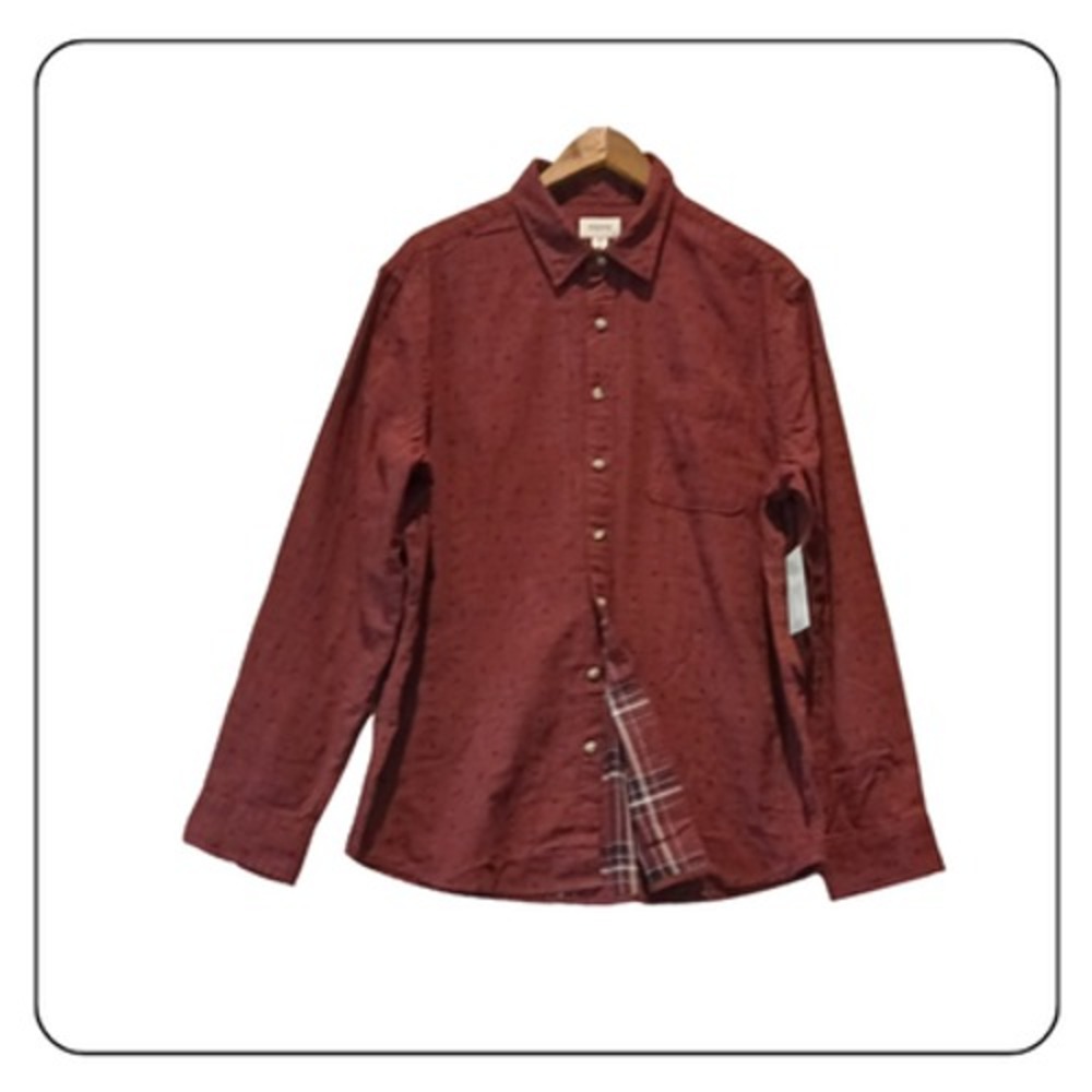 Sonoma Goods For Life Shirt Mens XL Burgundy So Soft Geo Button Up Long Sleeve